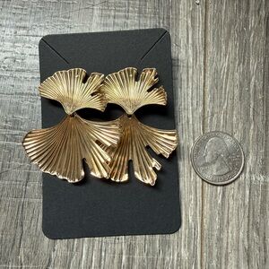 Gold Ginkgo Leaf Drop Earrings for Women